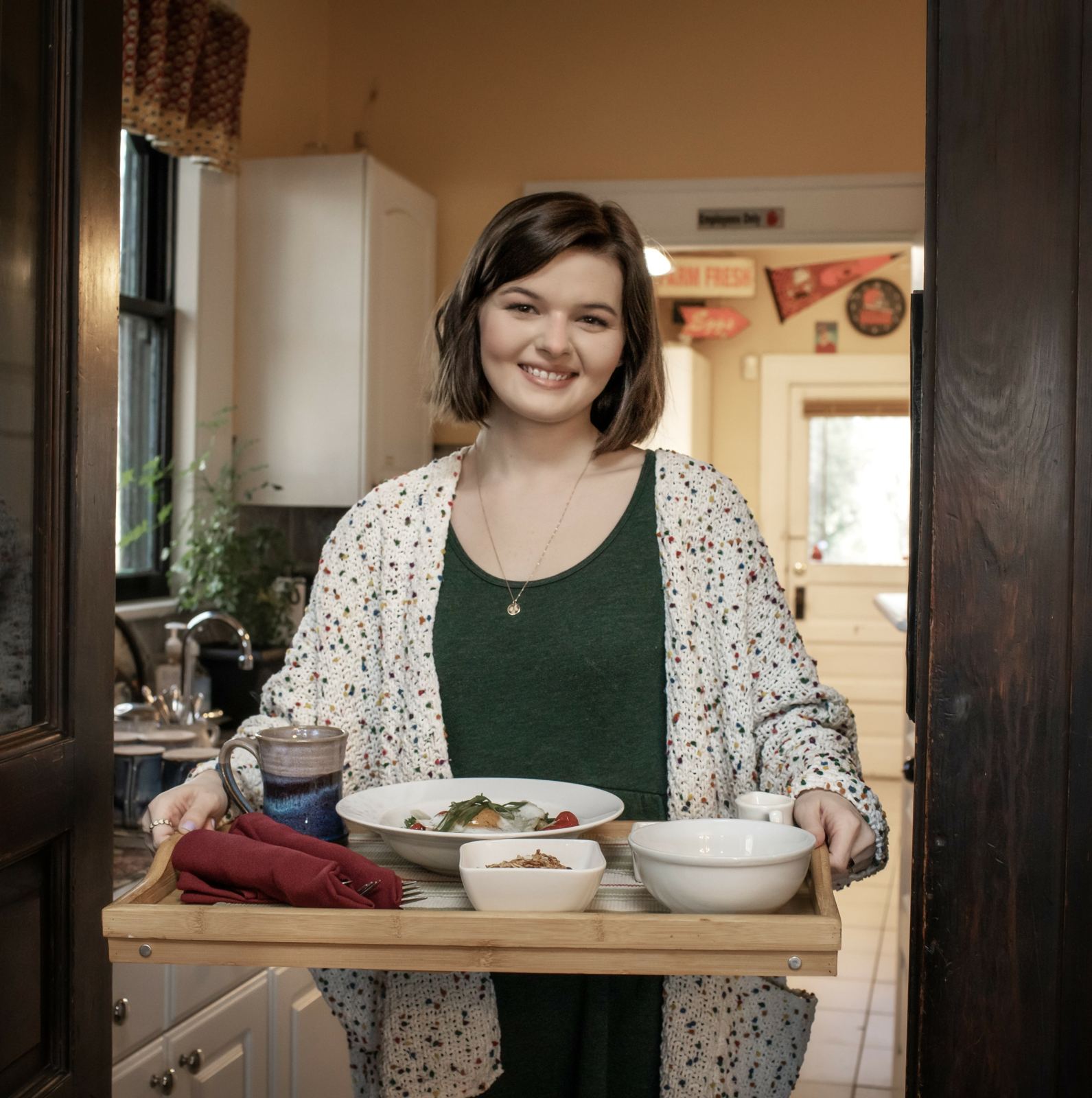 Breakfast delivered to a guest room at Oakland Cottage