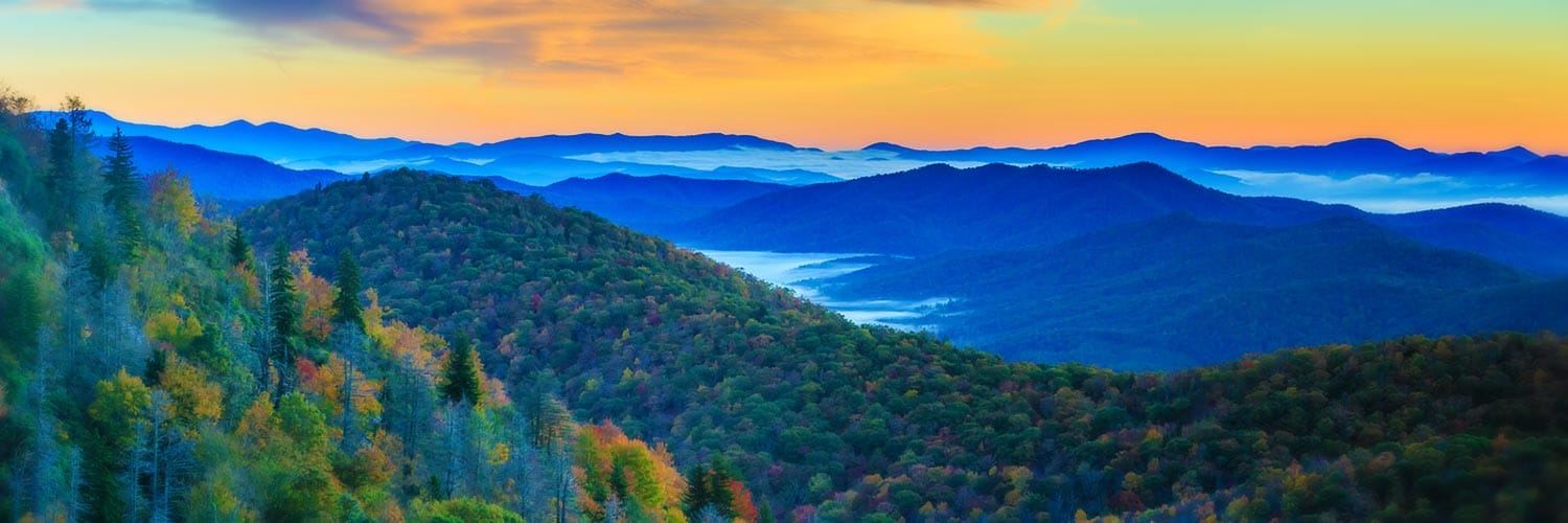 Sunset over the Blue Ridge Mountains near Asheville, NC